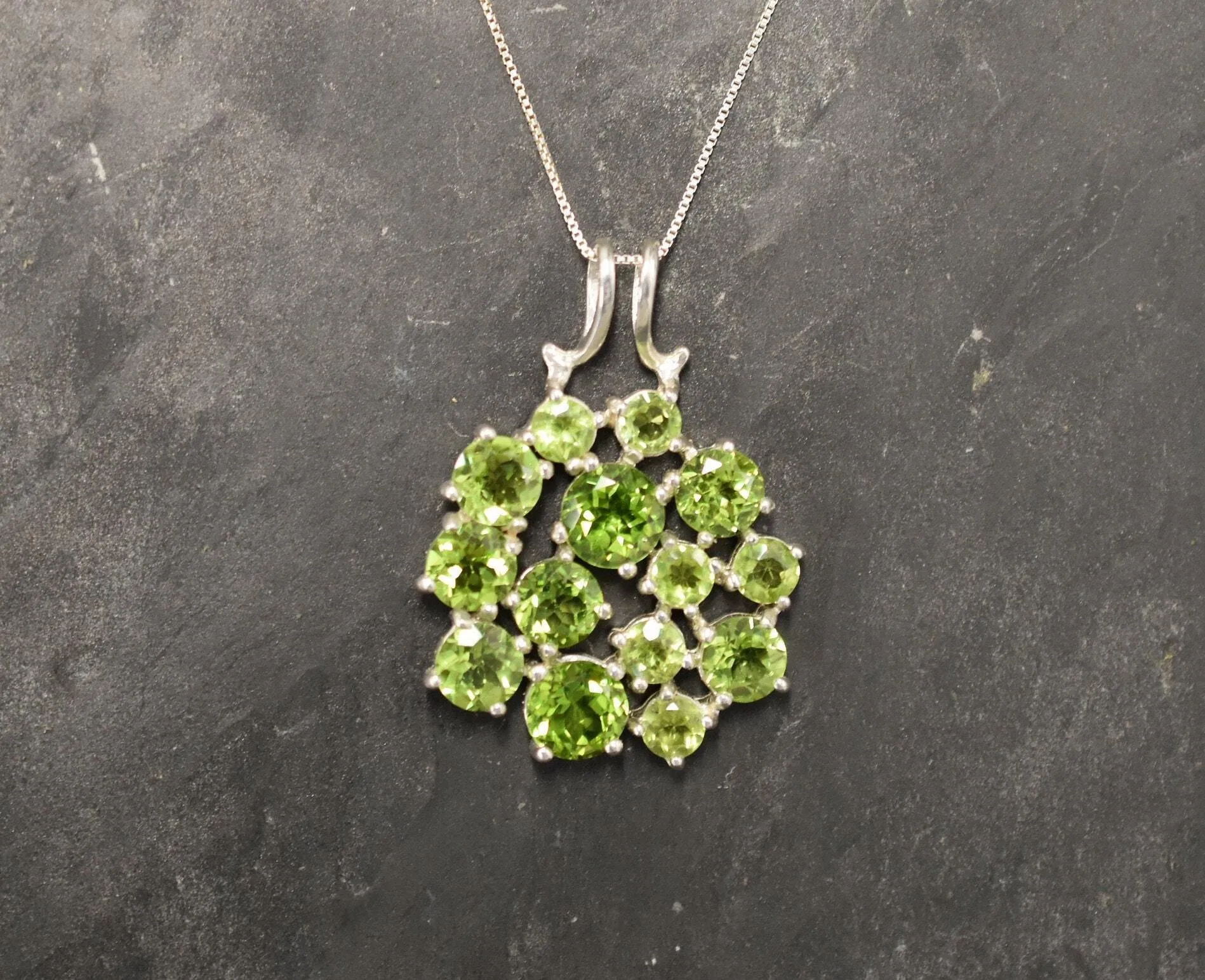 Large Peridot Pendant - Green Flower Necklace - Peridot Statement Necklace