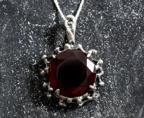 Large Ruby Necklace - Round Ruby Necklace - Vintage Ruby Pendant