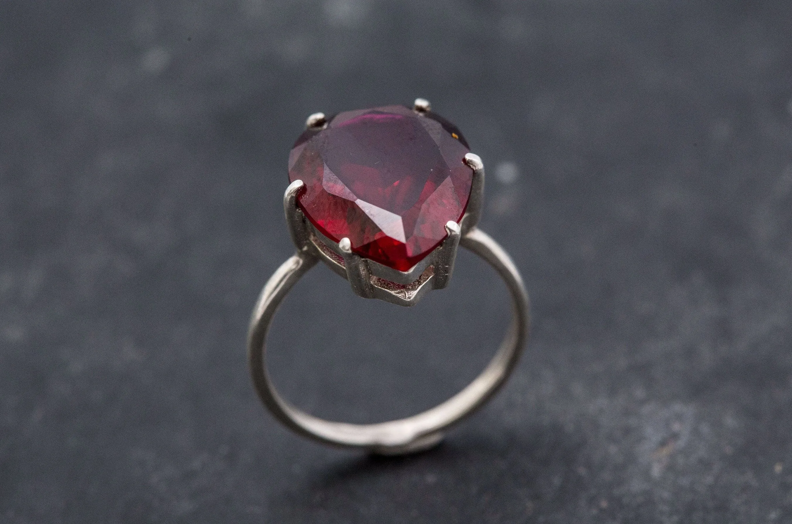 Large Ruby Ring - Red Teardrop Ring - Vintage Statement Ring