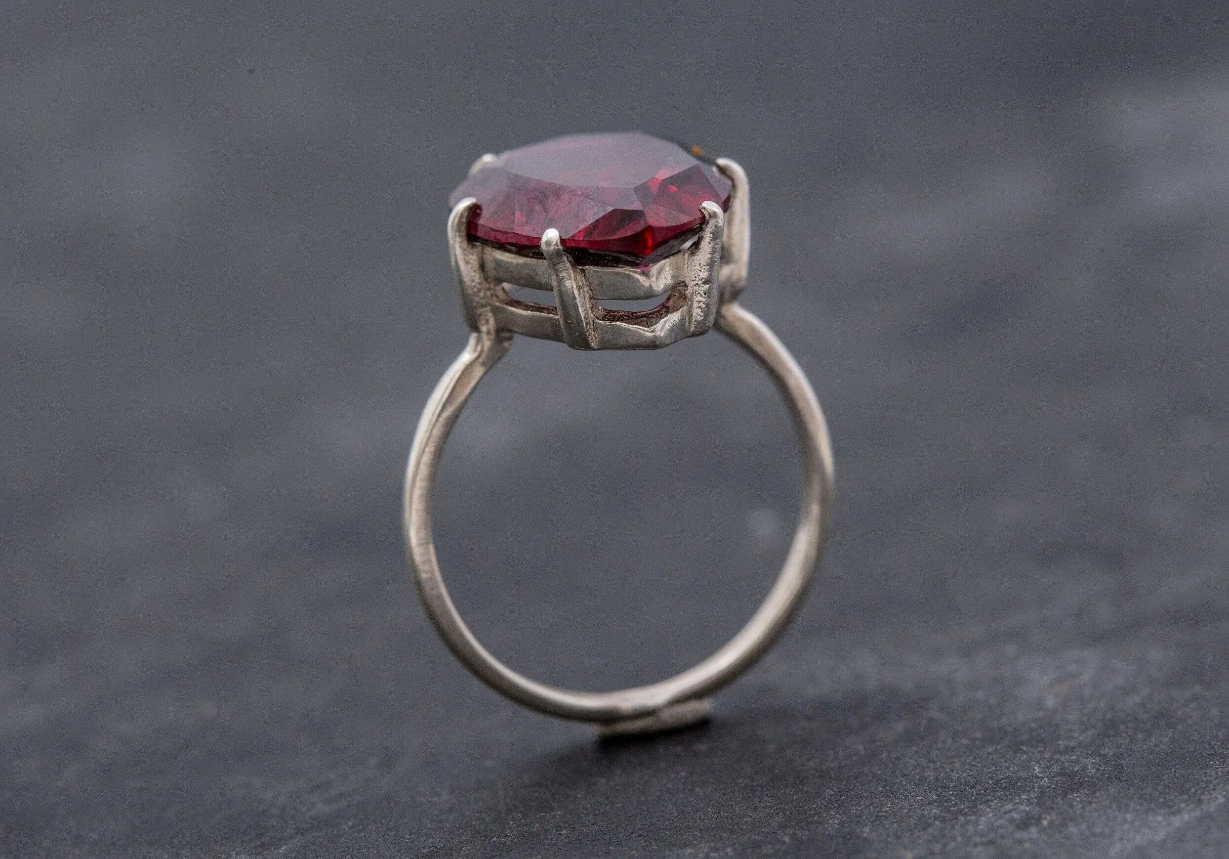 Large Ruby Ring - Red Teardrop Ring - Vintage Statement Ring