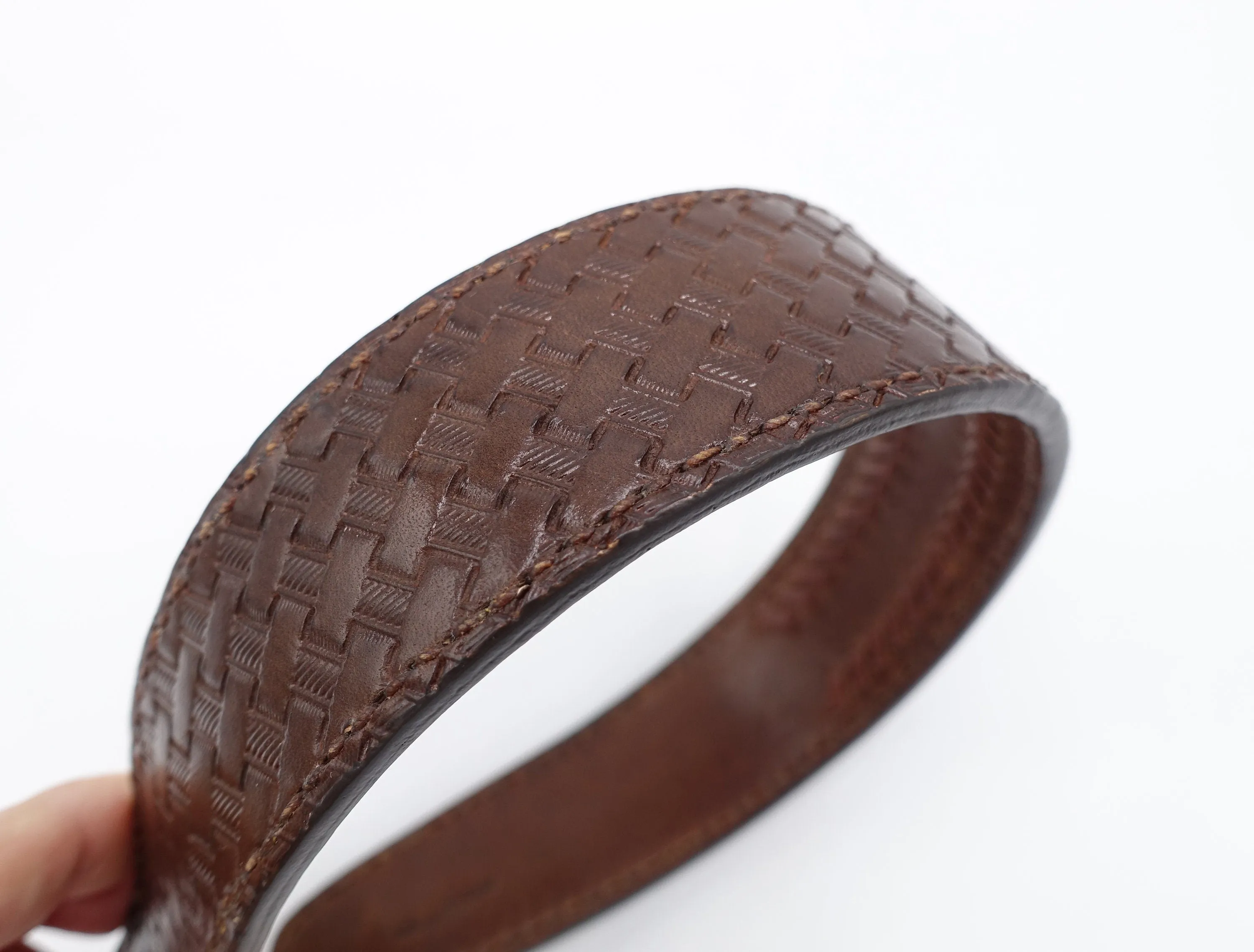 leather pattern headband, handmade leather headband, leather stamped headband