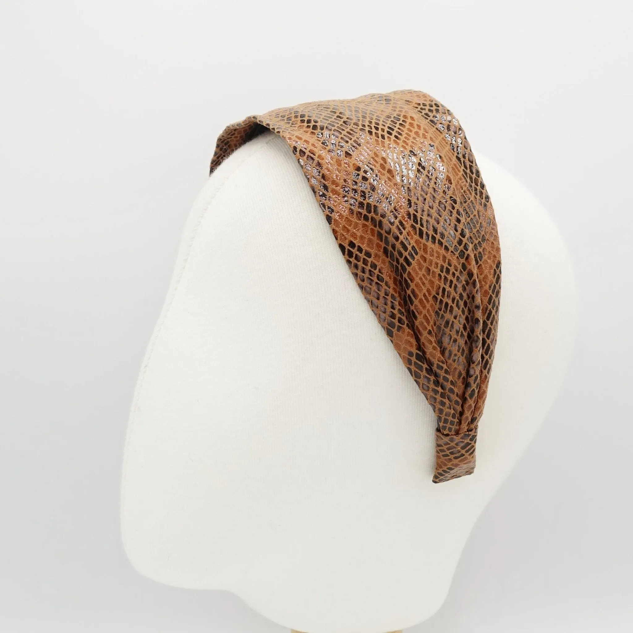 leather python print headband fashion women hairband