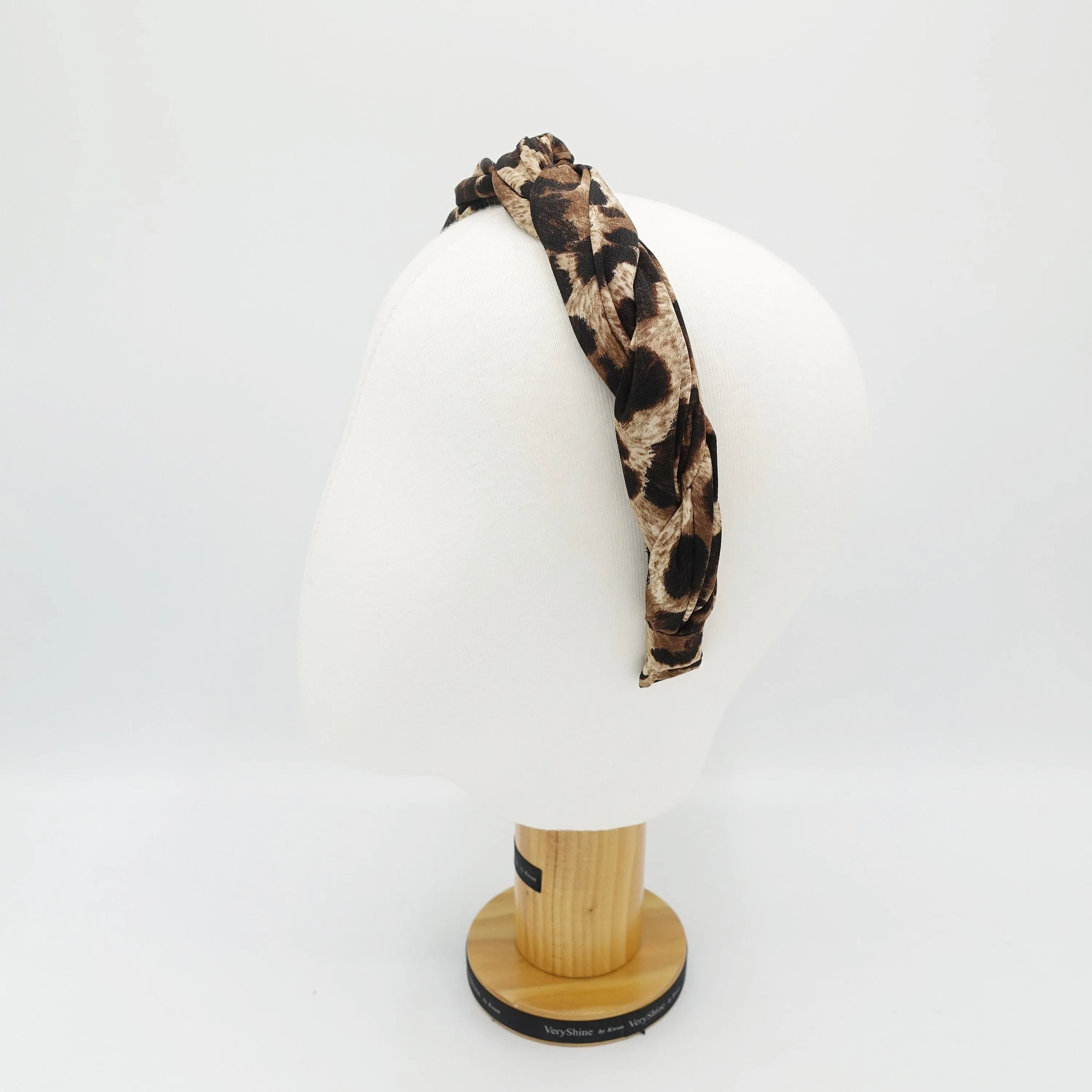 leopard print  print 2 strand crossed round braided headband for women