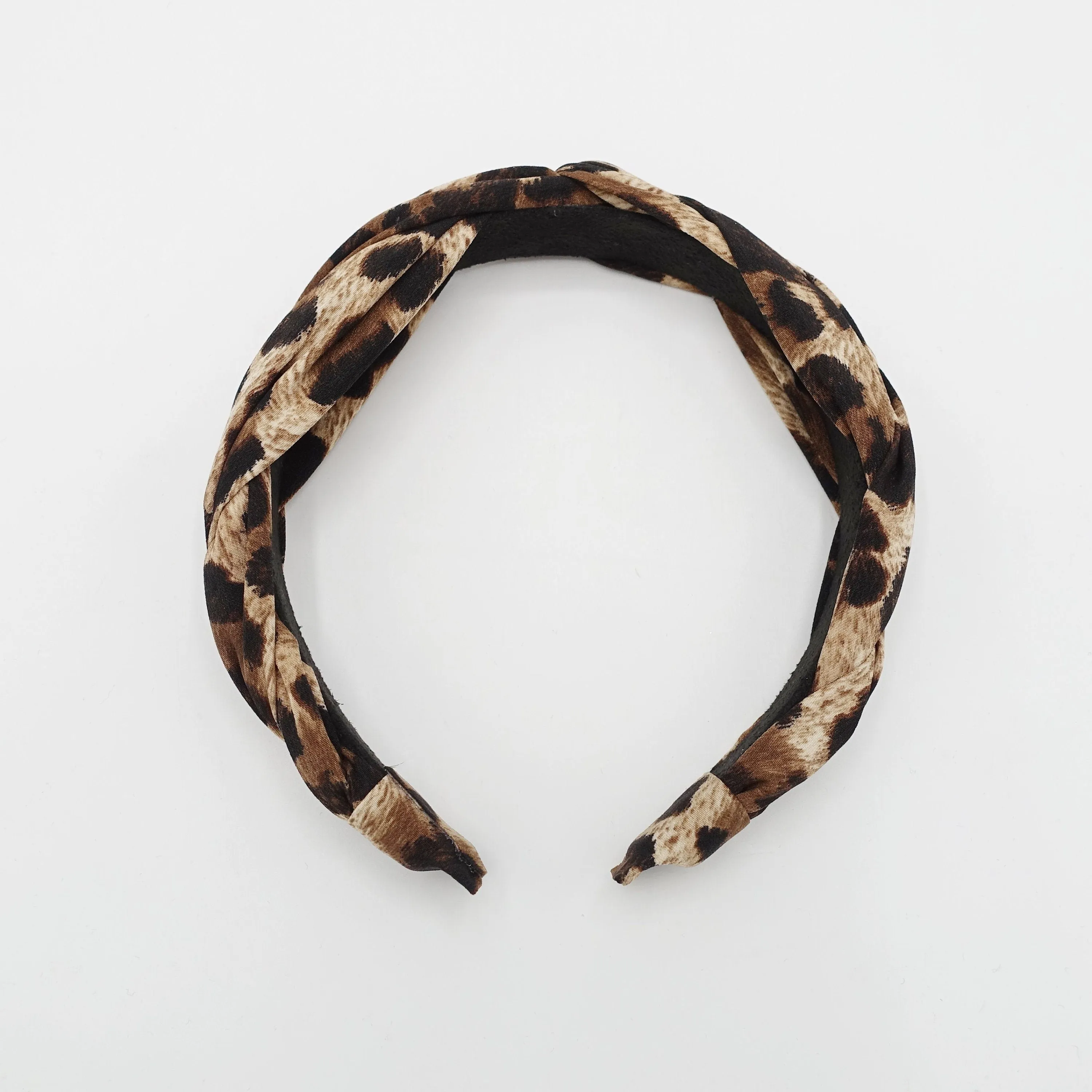 leopard print  print 2 strand crossed round braided headband for women