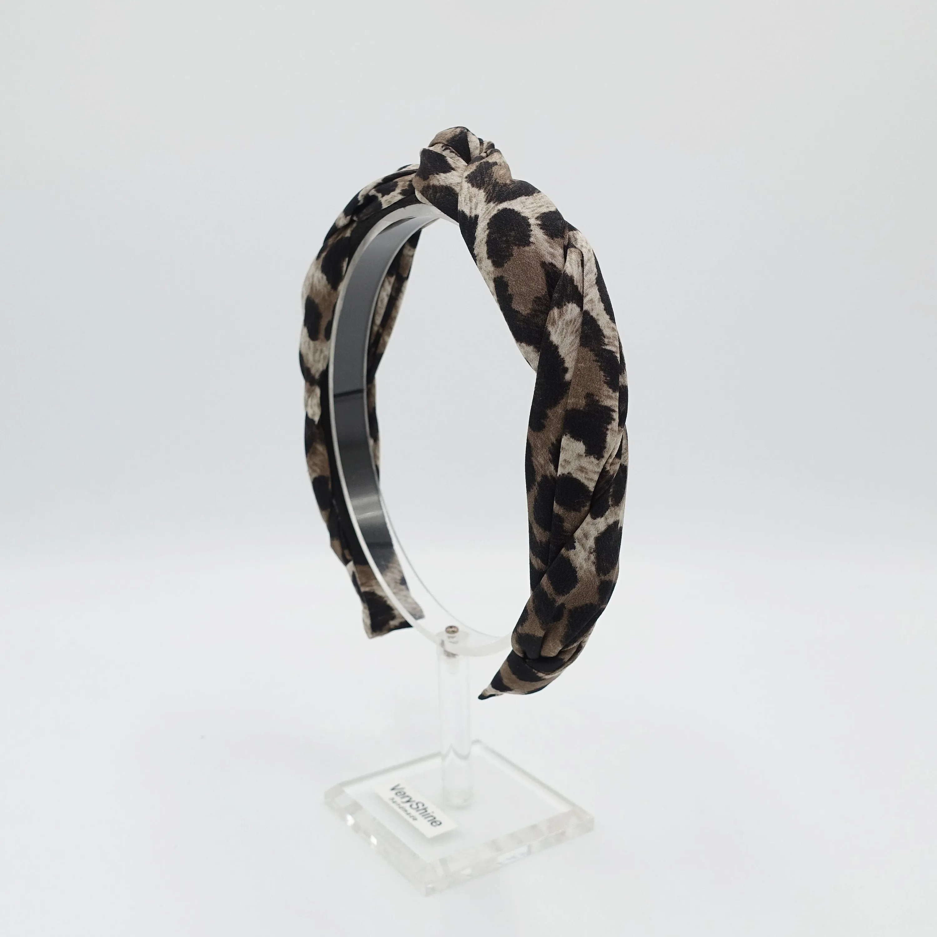 leopard print  print 2 strand crossed round braided headband for women