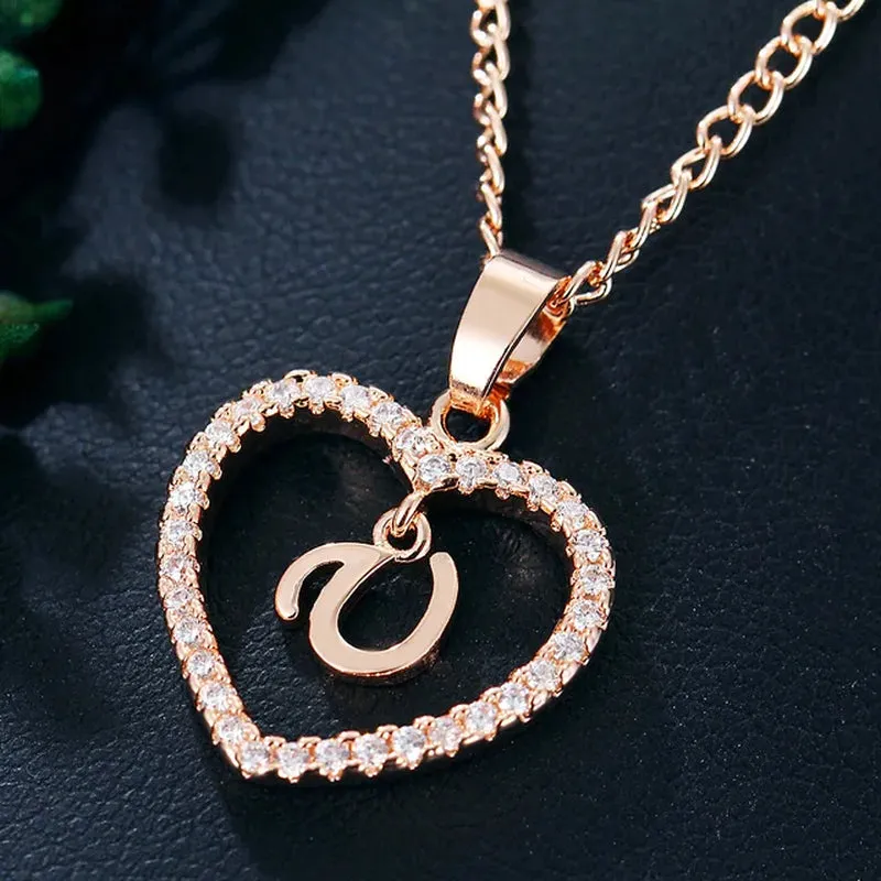 Letter Necklace 26 Letter Zircon Love Necklace Jewelry Love Pendant