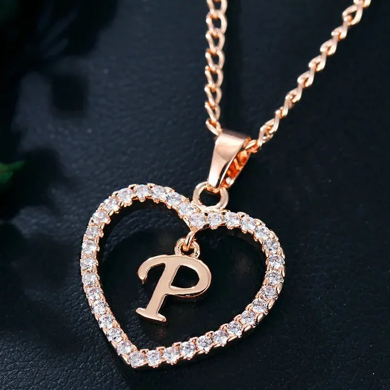 Letter Necklace 26 Letter Zircon Love Necklace Jewelry Love Pendant