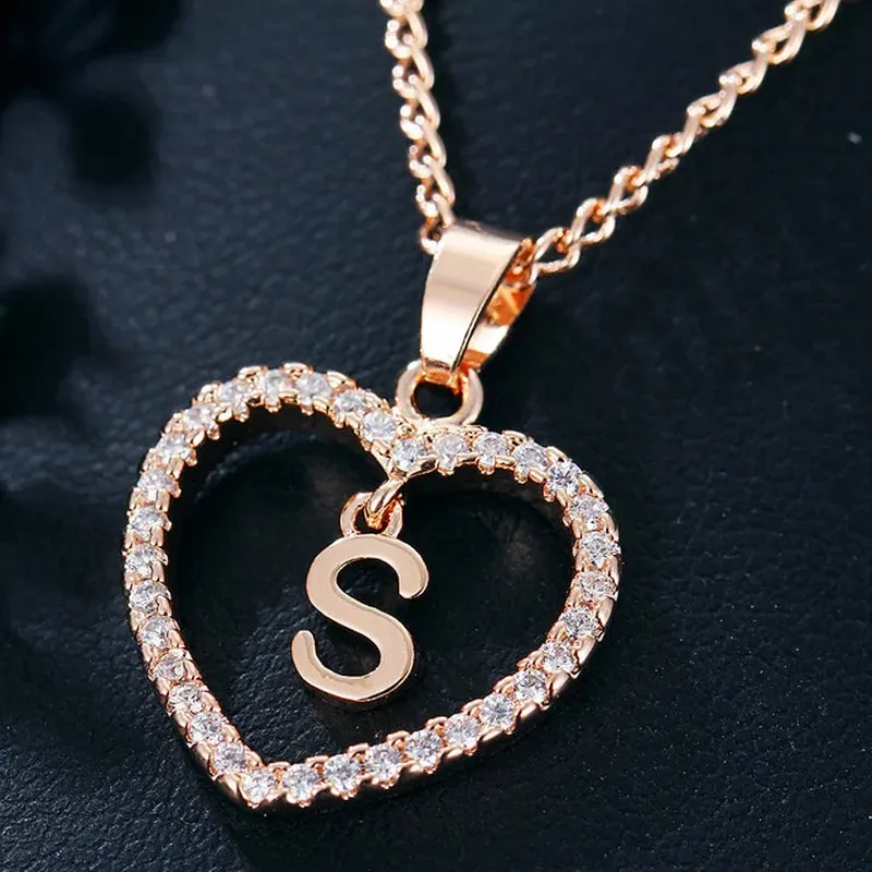 Letter Necklace 26 Letter Zircon Love Necklace Jewelry Love Pendant