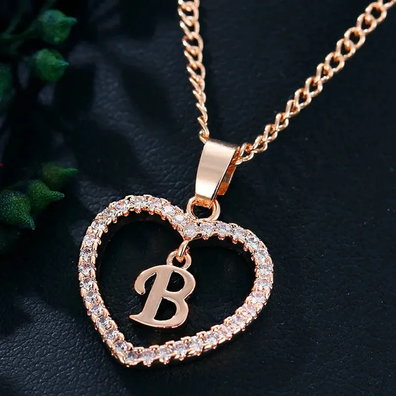 Letter Necklace 26 Letter Zircon Love Necklace Jewelry Love Pendant