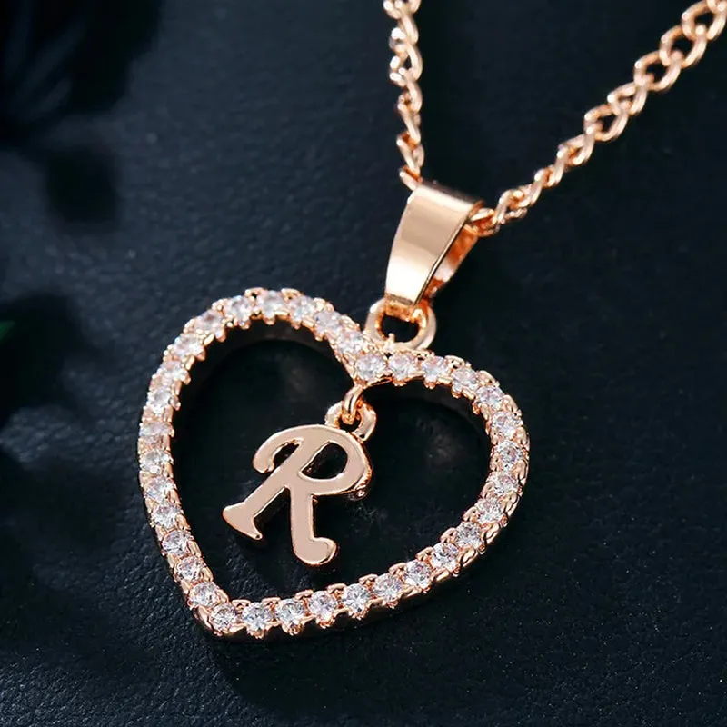 Letter Necklace 26 Letter Zircon Love Necklace Jewelry Love Pendant