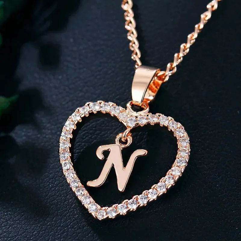 Letter Necklace 26 Letter Zircon Love Necklace Jewelry Love Pendant