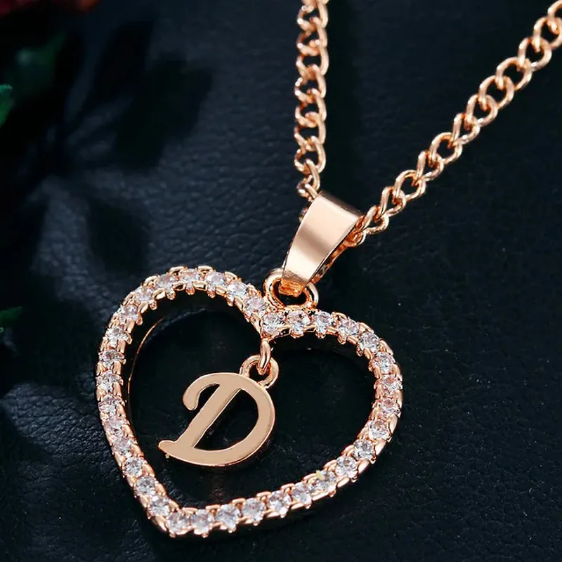 Letter Necklace 26 Letter Zircon Love Necklace Jewelry Love Pendant