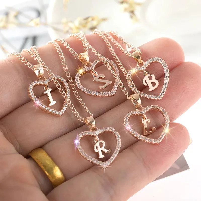 Letter Necklace 26 Letter Zircon Love Necklace Jewelry Love Pendant