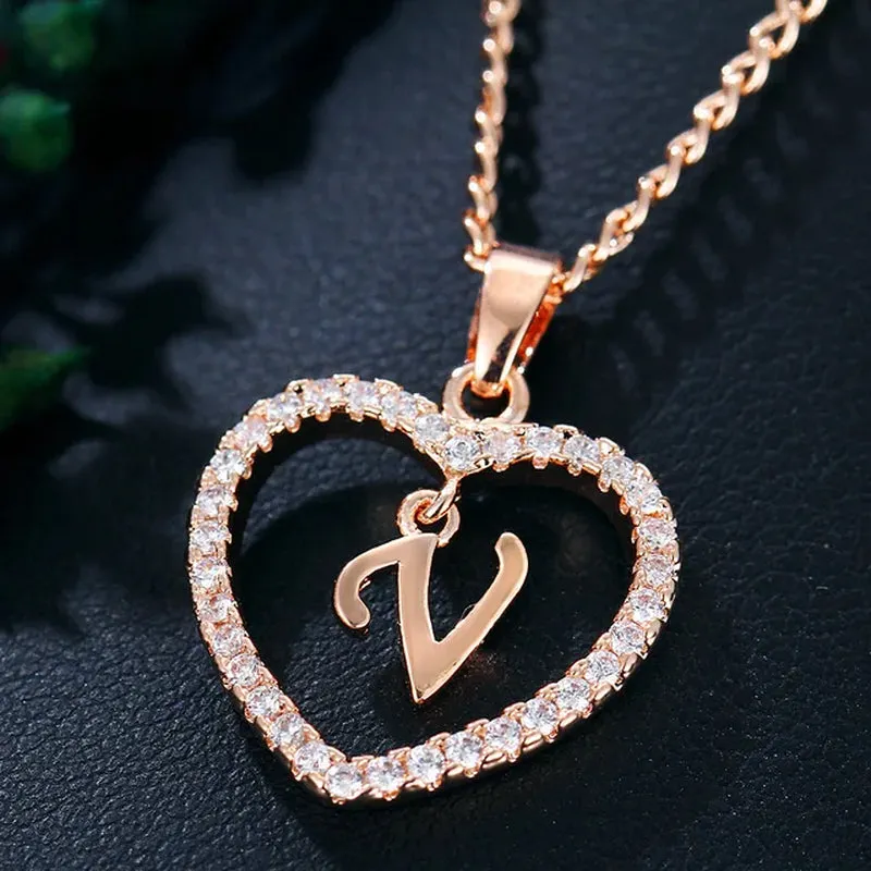 Letter Necklace 26 Letter Zircon Love Necklace Jewelry Love Pendant