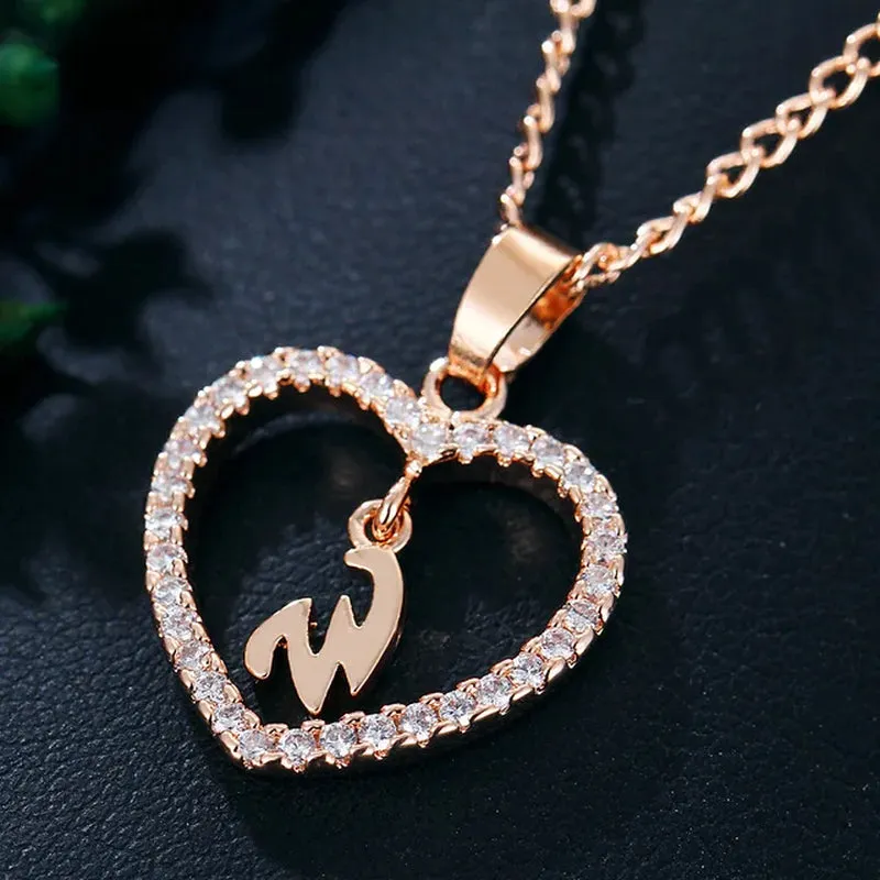 Letter Necklace 26 Letter Zircon Love Necklace Jewelry Love Pendant