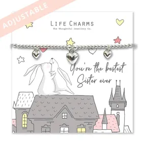 Life Charm Rosey Rabbit Bestest Sister Bracelet