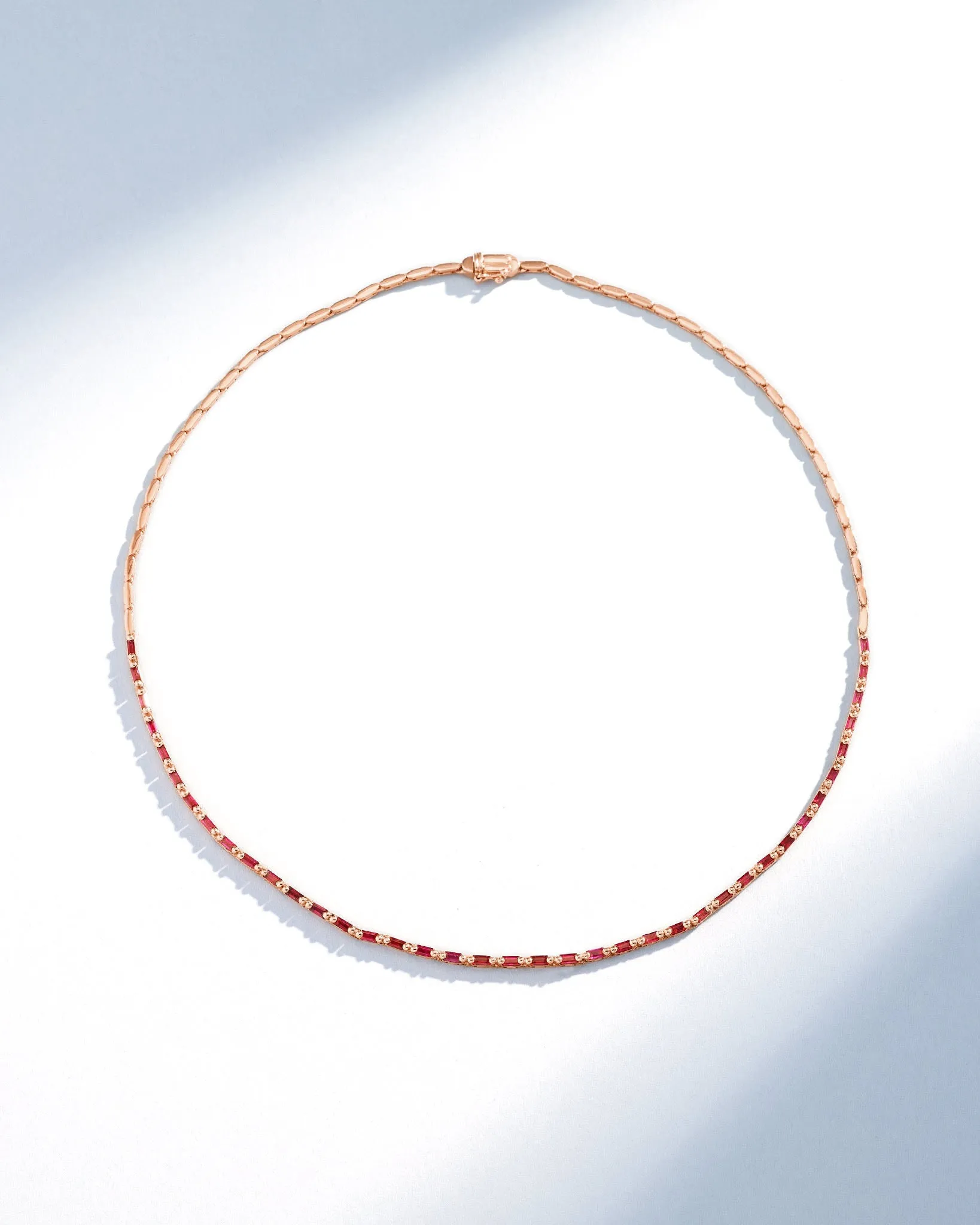 Linear Half Ruby Tennis Necklace