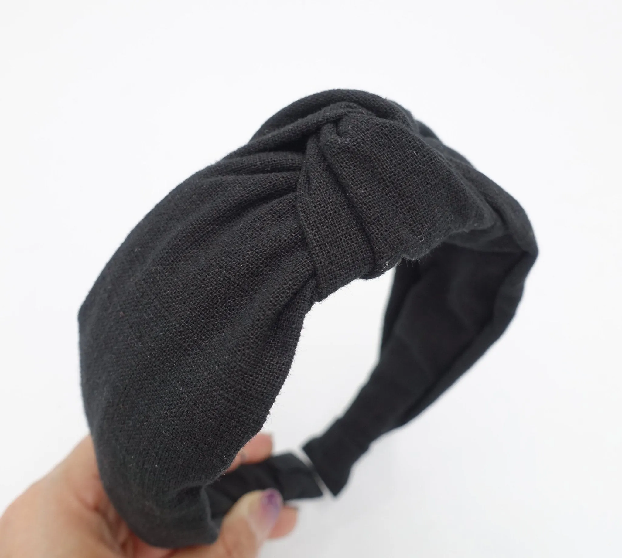 linen blend fabric top knot headband basic style hairband women hair accessory