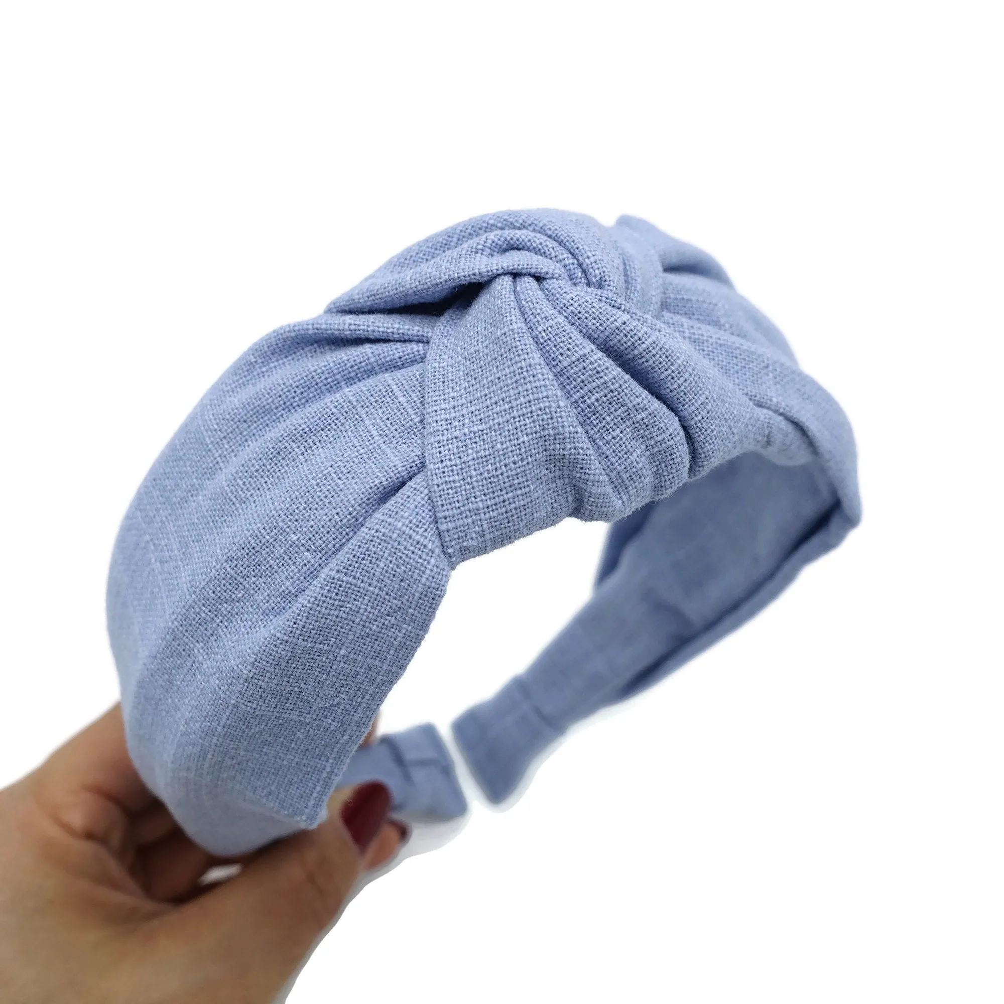 linen blend fabric top knot headband basic style hairband women hair accessory