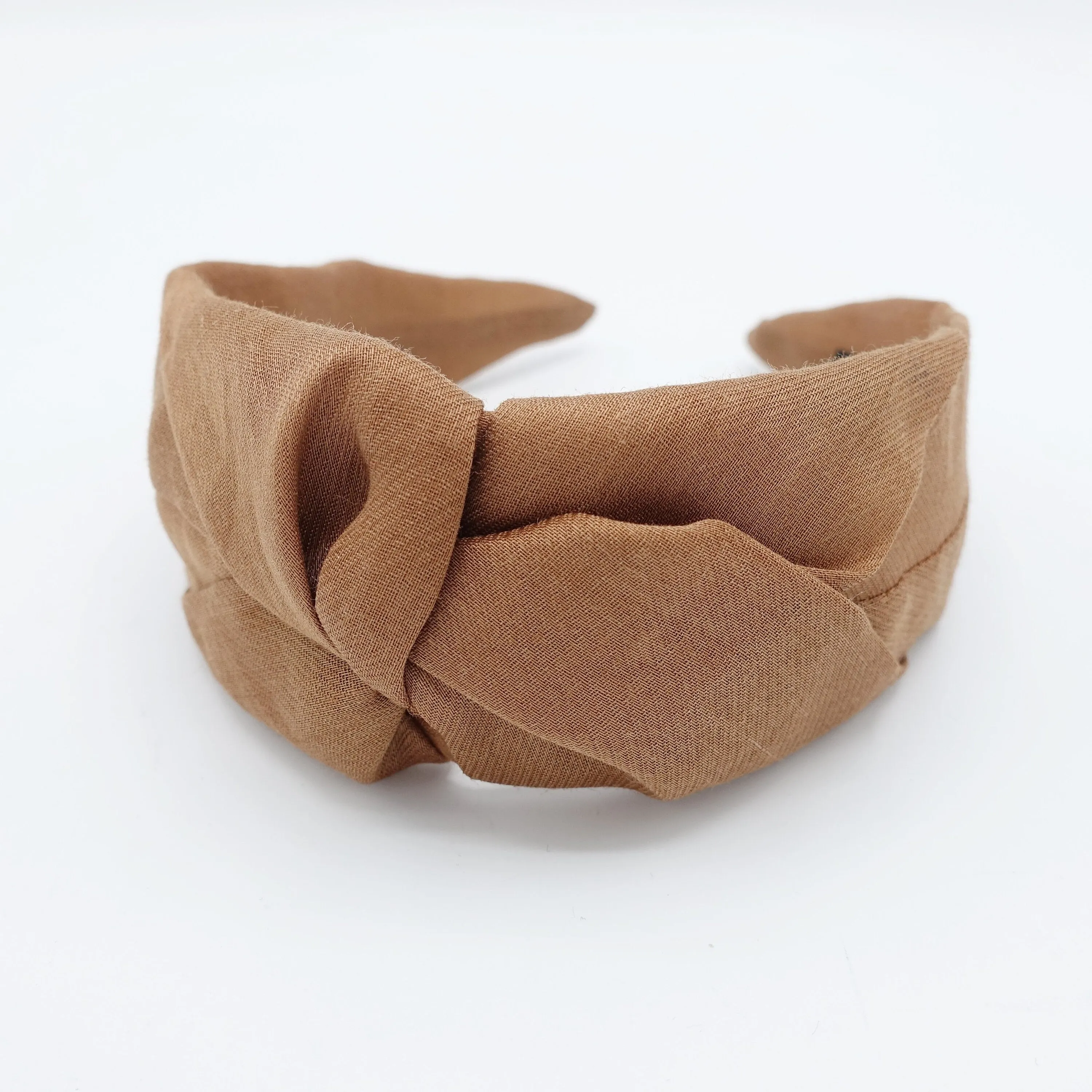 Linen blend headband front cross twist hairband solid hair accessory for women