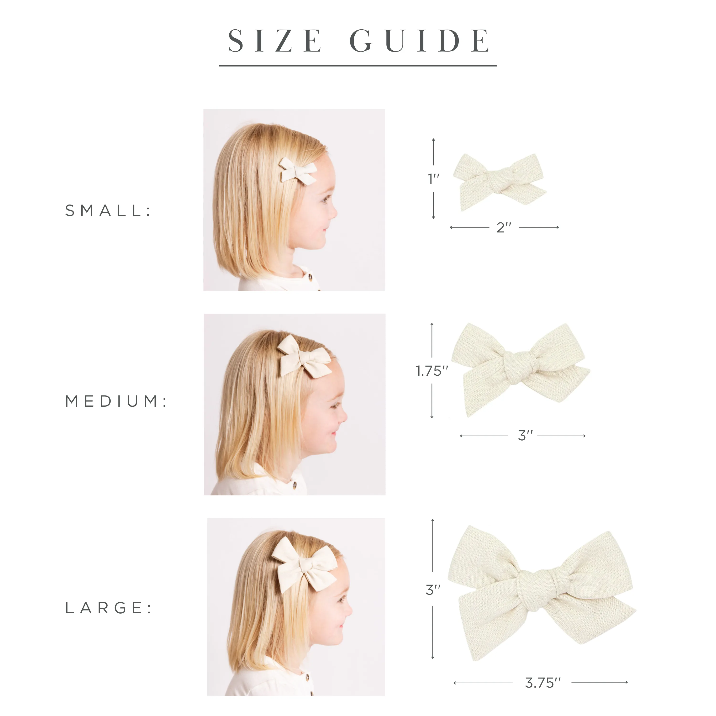 Linen Bow 3 Pack: Ballet Clips