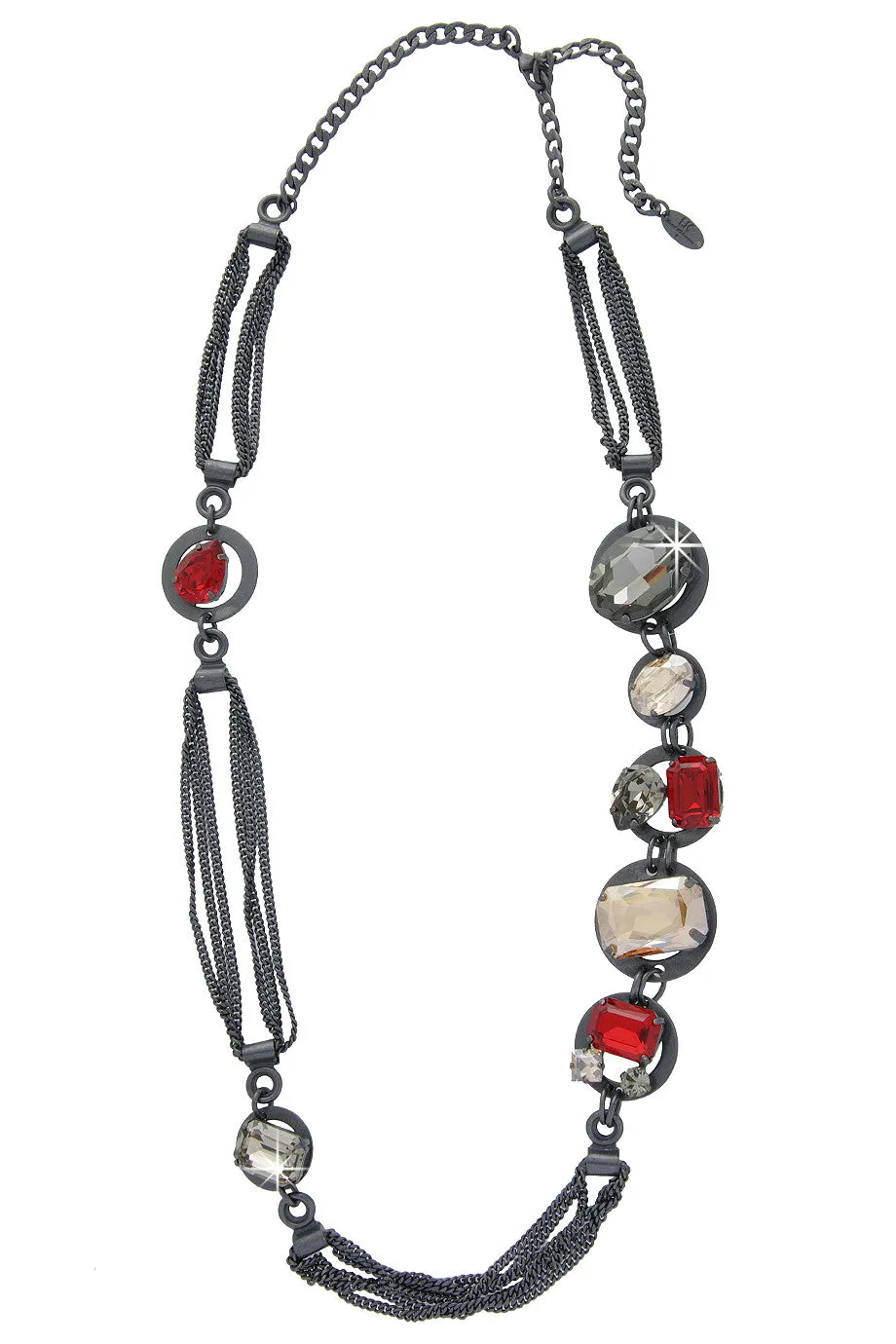 LK DESIGNS GUNMETAL Crystal Chain Necklace