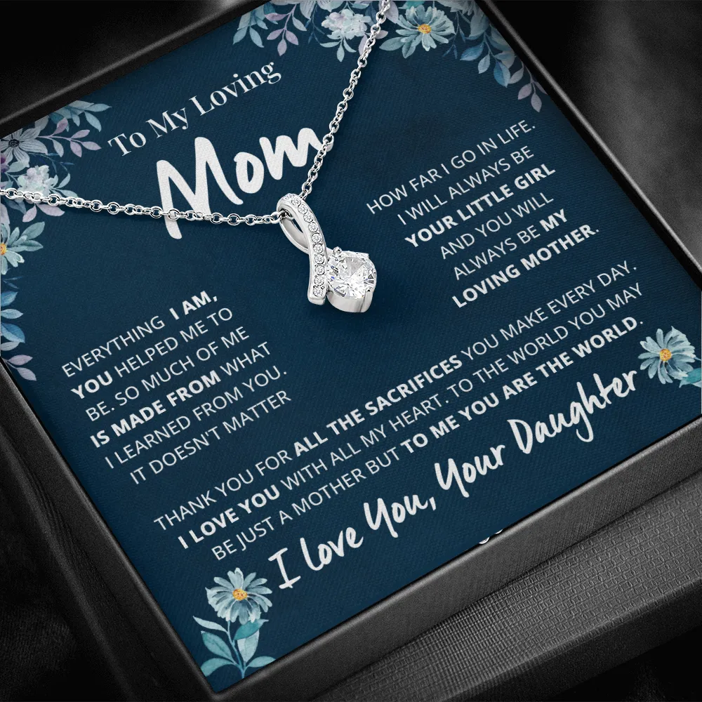 Loving Mom Floral Alluring Necklace, Idea Mother's Day Gift for Mom from Daughter, Mom Necklace Jewelry