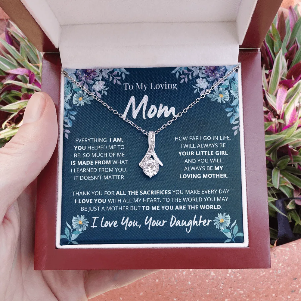 Loving Mom Floral Alluring Necklace, Idea Mother's Day Gift for Mom from Daughter, Mom Necklace Jewelry