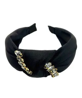 Marquis crystal knotted headband black