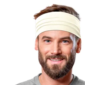 Men's Headbands Cotton Jersey 5" Wide Sports Fitness Yoga Made in the USA Ivory