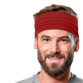 Men's Headbands Cotton Jersey 5" Wide Sports Fitness Yoga Made in the USA Maroon