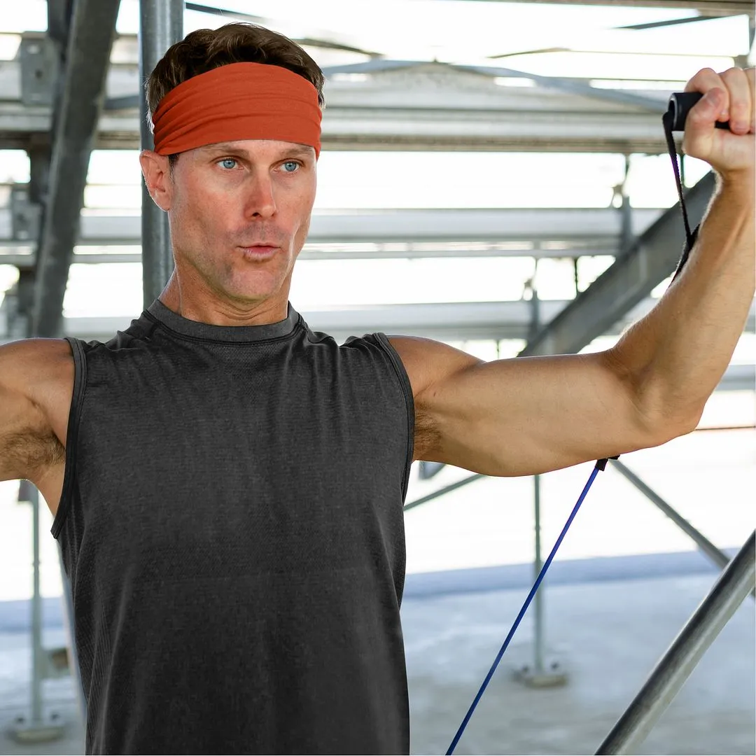 Men's Headbands Cotton Jersey 5" Wide Sports Fitness Yoga Made in the USA Rust