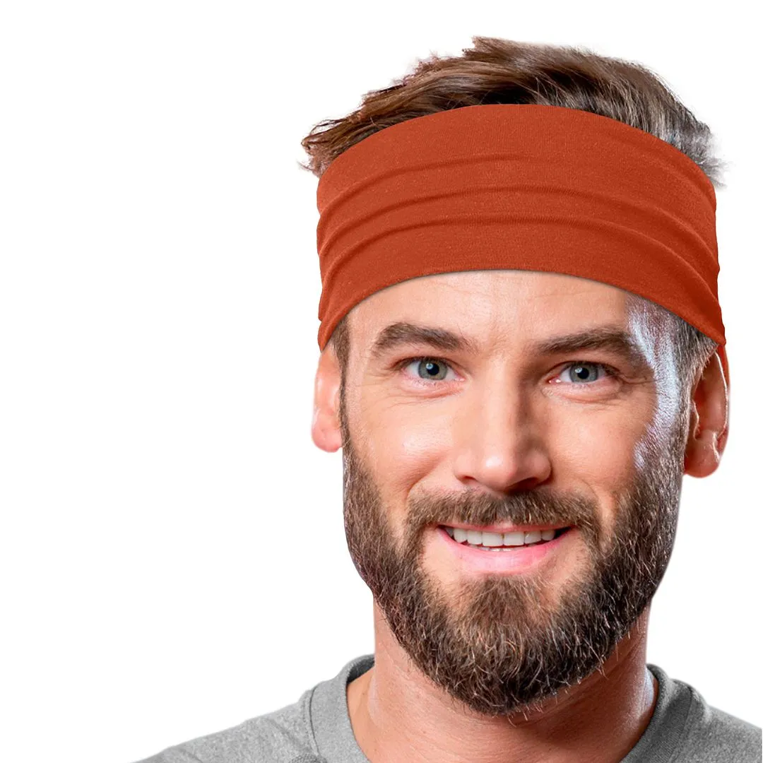 Men's Headbands Cotton Jersey 5" Wide Sports Fitness Yoga Made in the USA Rust