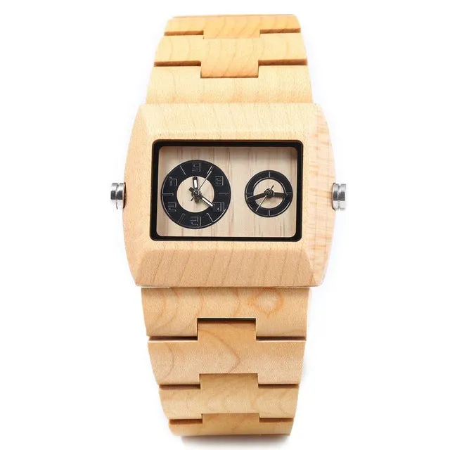 Men's Watch Wooden Luxury Wood Watch Top Selling BEWELL Natural Wooden Men Japan Quartz Watch Double Movement Wristwatch