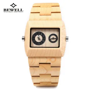 Men's Watch Wooden Luxury Wood Watch Top Selling BEWELL Natural Wooden Men Japan Quartz Watch Double Movement Wristwatch