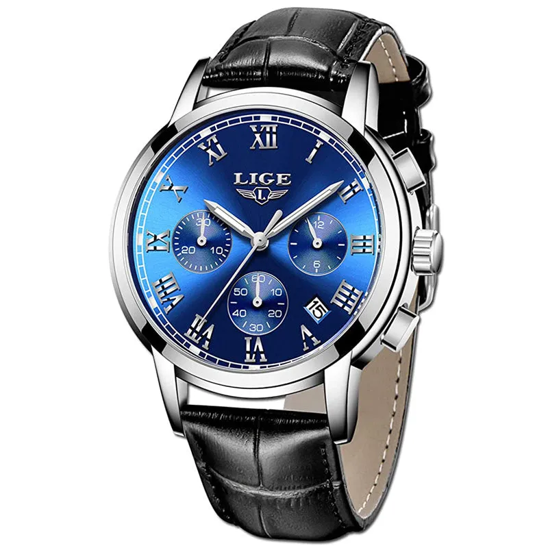 Mens Watches LIGE Brand Luxury Leather Casual Quartz Watch for Men Sport Waterproof Clock Gents Business Watch Relogio Masculino