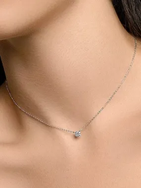 Micro Necklace, Tiny Pave Zircon .925 Sterling Silver Necklace