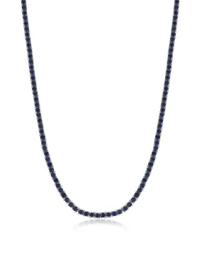 Mini Ballier Necklace- Blue Sapphire- Silver