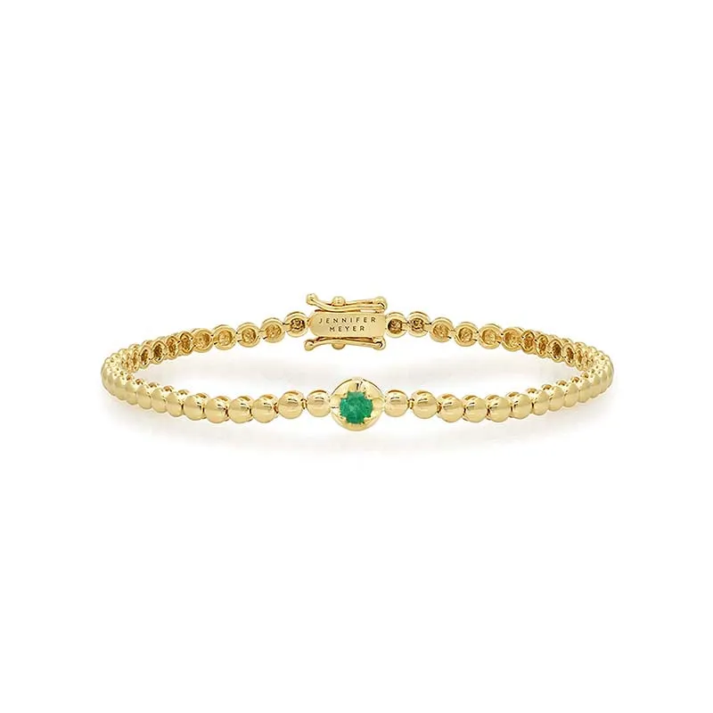 Mini Bezel Tennis Bracelet With Illusion Set Emerald Center