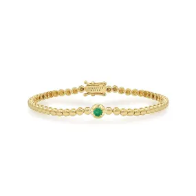 Mini Bezel Tennis Bracelet With Illusion Set Emerald Center