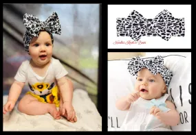 Mini Cow Print Bow Turban Headband Baby Girl, Toddler