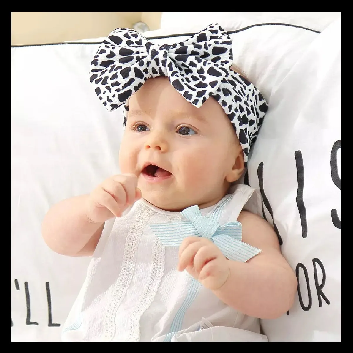 Mini Cow Print Bow Turban Headband Baby Girl, Toddler