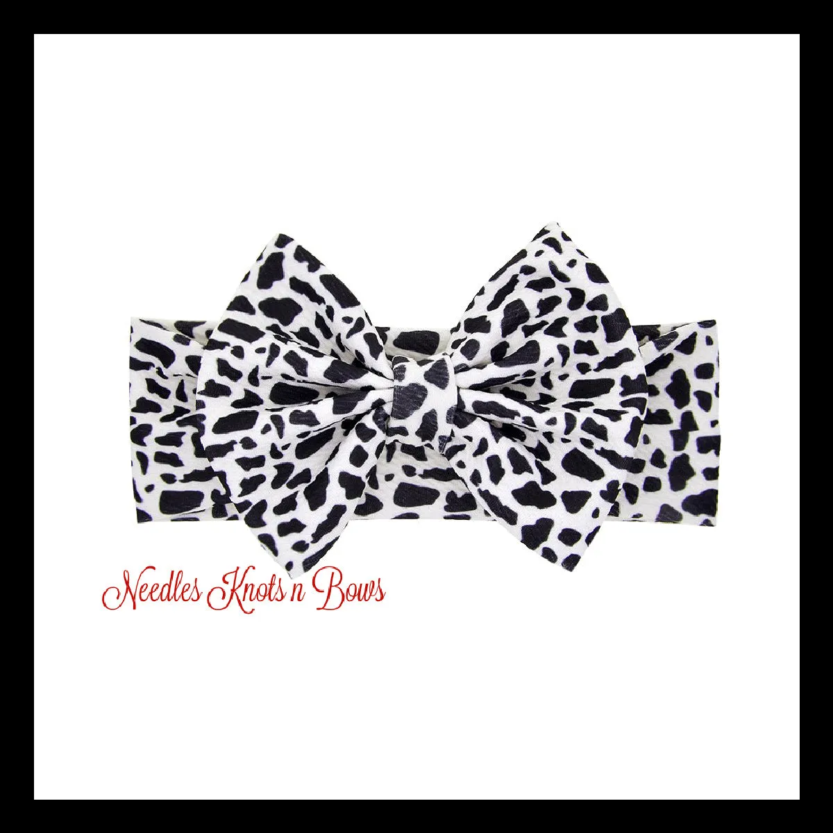 Mini Cow Print Bow Turban Headband Baby Girl, Toddler