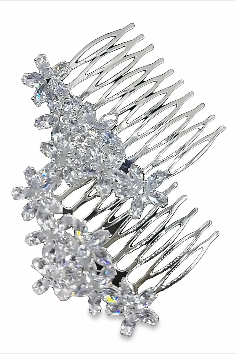 Mini Crystal Flowers Comb Pair