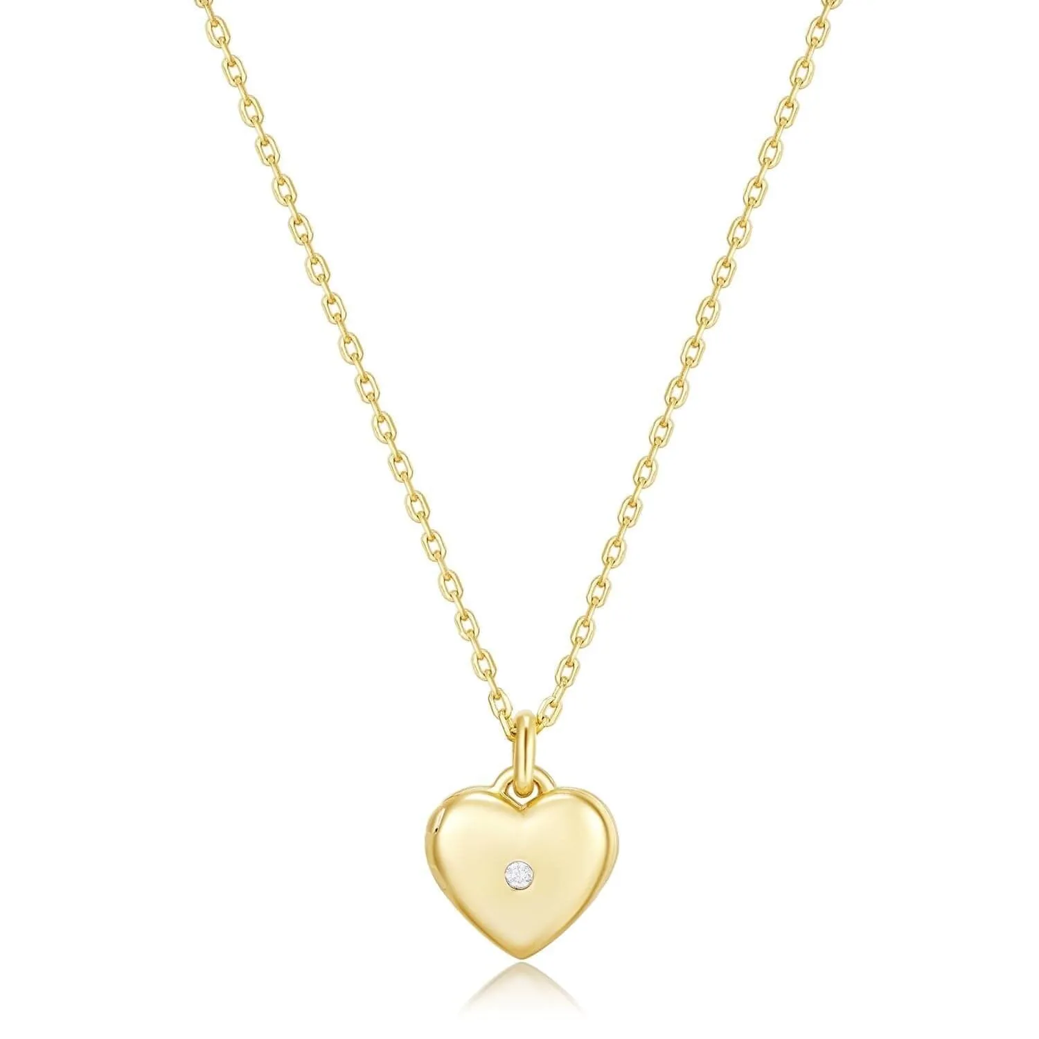 Mini Heart Locket Necklace With Cz