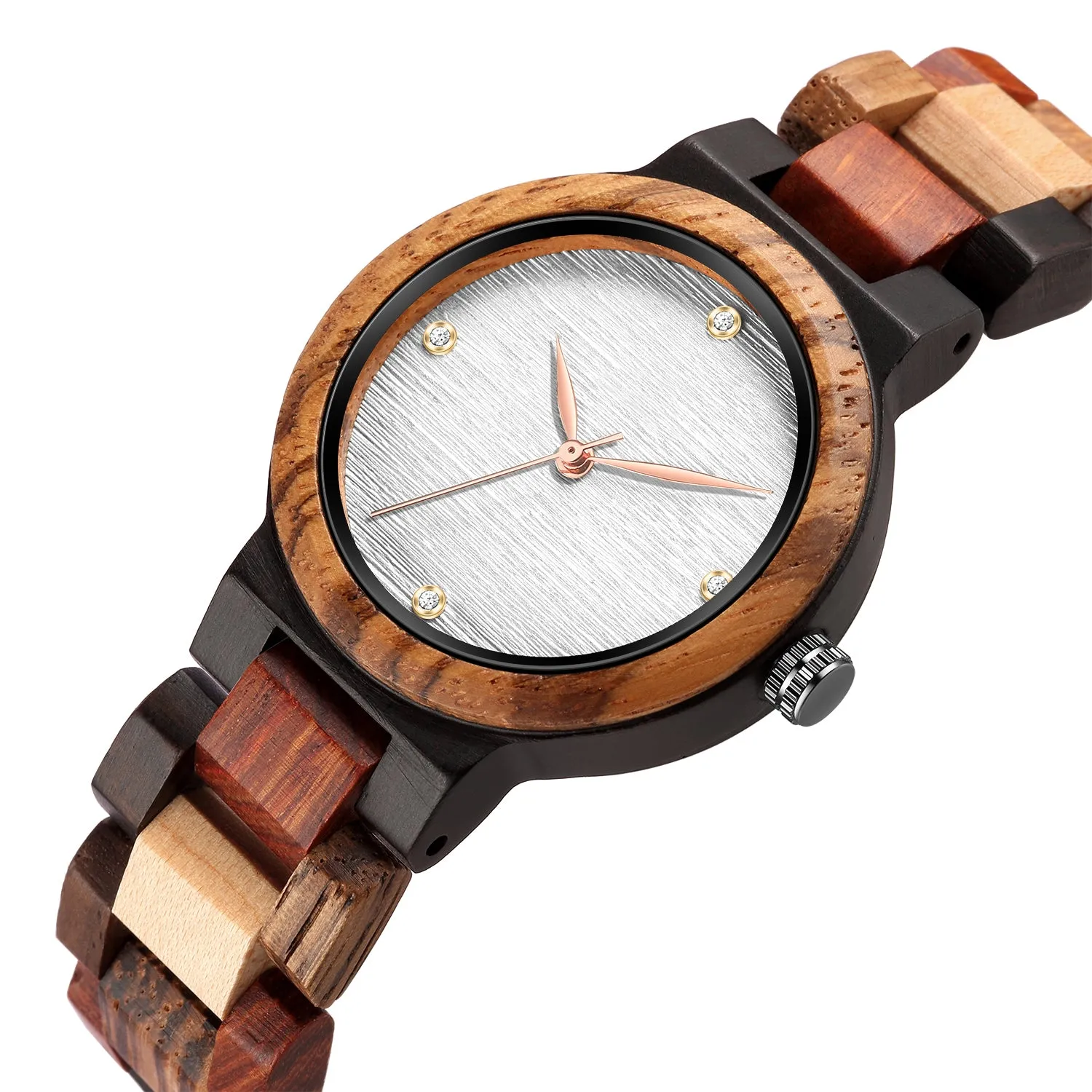 Mix Wood Women Wood Watch | White