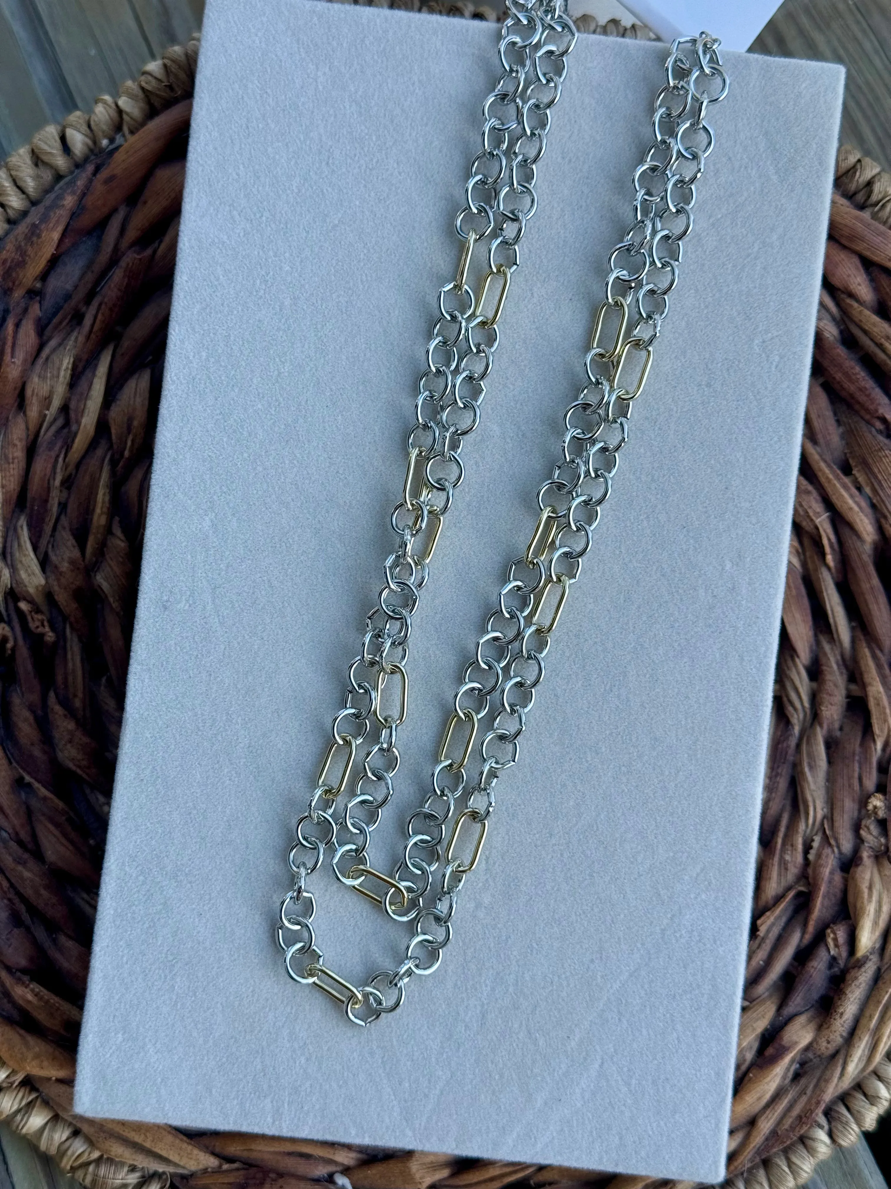 Mixed Metal Link Layer Necklace by Treasure Jewels