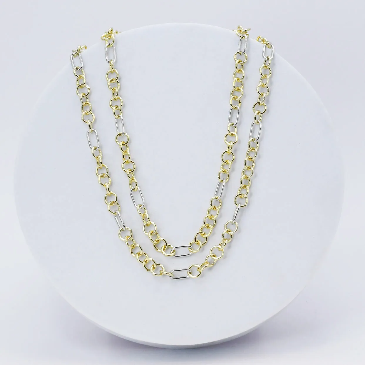 Mixed Metal Link Layer Necklace by Treasure Jewels