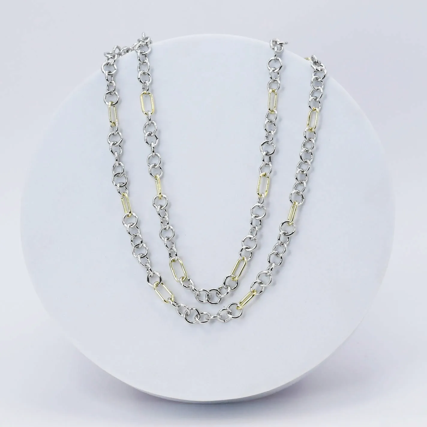 Mixed Metal Link Layer Necklace by Treasure Jewels