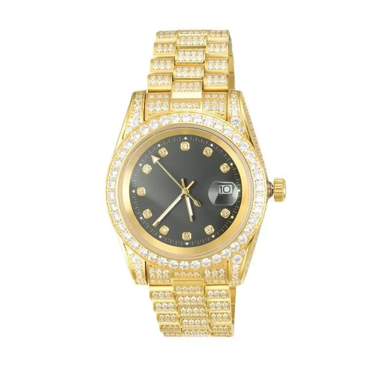 Moissanite Diamond Presidential Watch in 14K Gold - Black